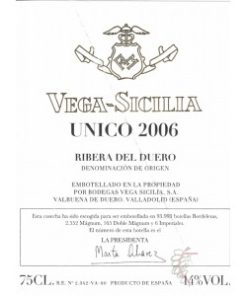 VEGA SICILIA ÚNICO 2006 75cl